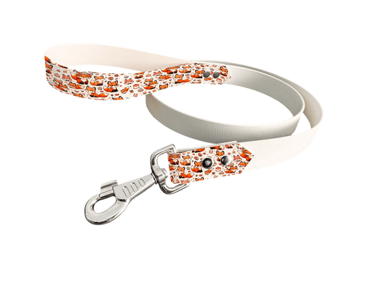 L'atelier du Fourmilier Laisse bicolore poignée imprimée 120 / 19mm Laisse bicolore en BioThane® avec poignée imprimée – Collection Animaux pop/Kawaii - Coloris au choix