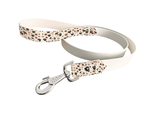 L'atelier du Fourmilier Laisse bicolore poignée imprimée 16 / 19mm Laisse bicolore en BioThane® avec poignée imprimée – Collection Chiens- Coloris au choix