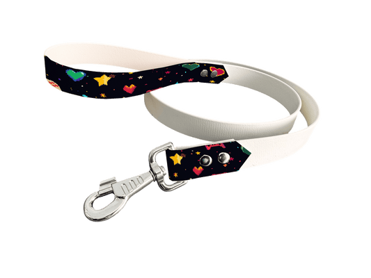 L'atelier du Fourmilier Laisse bicolore poignée imprimée 302 / 19mm Laisse bicolore en BioThane® avec poignée imprimée – Collection Pop Art- Coloris au choix