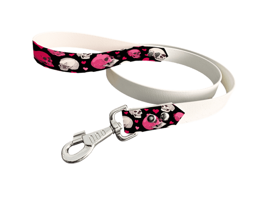 L'atelier du Fourmilier Laisse bicolore poignée imprimée 365 / 19mm Laisse bicolore en BioThane® avec poignée imprimée – Collection Saint Valentin- Coloris au choix