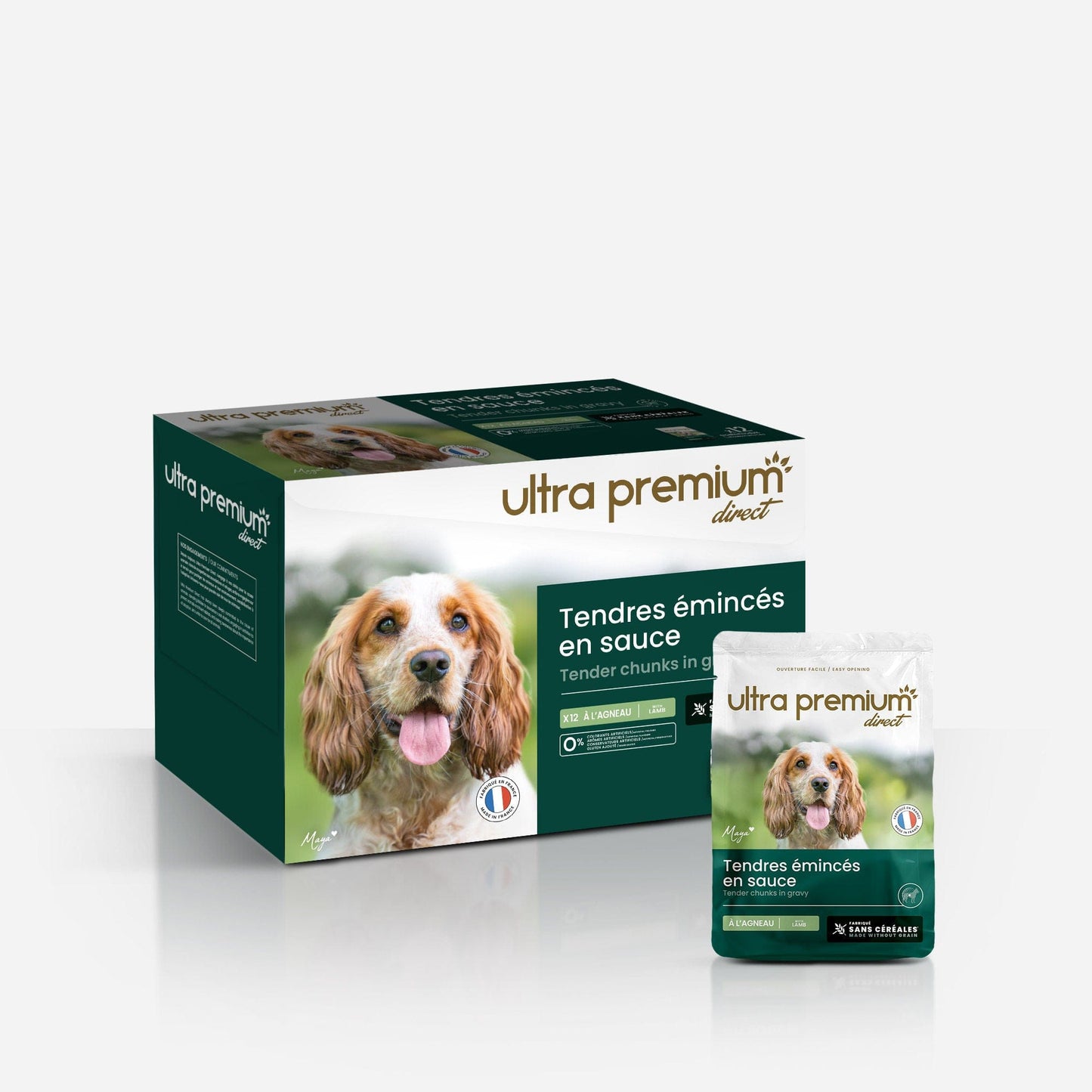Ultrapremium Ultrapremium 12 sachets de tendres émincés en sauce pour chien sans céréales - Agneau & haricots verts