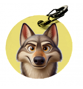 Médaille cartoon chien loup