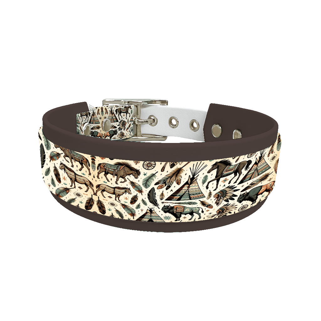 Collier double large pour chien en BioThane® imprimé – Collection Tribal – 25/19 mm