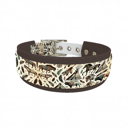 Collier double large pour chien en BioThane® imprimé – Collection Tribal – 25/19 mm