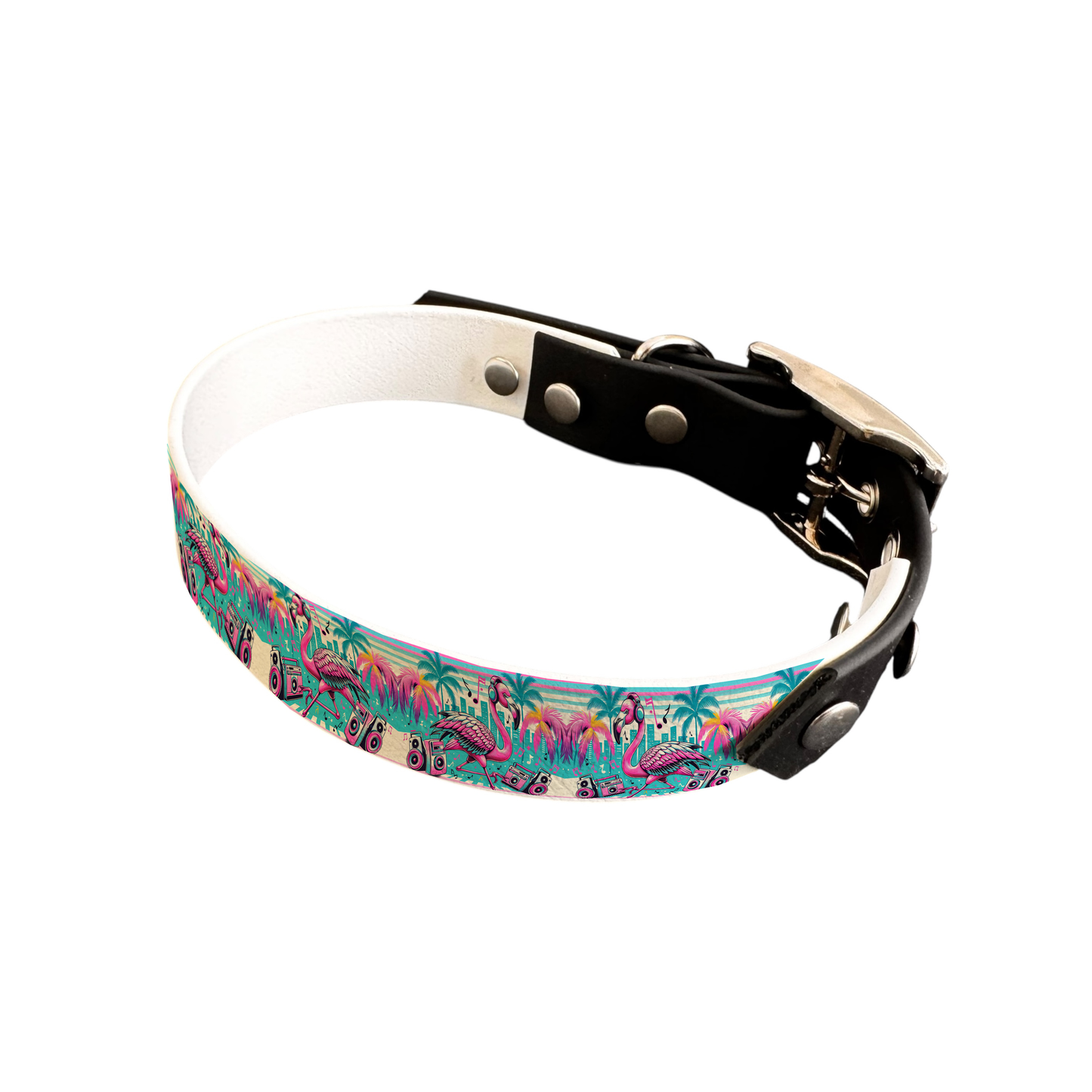 Collier bicolore large pour chien en BioThane® imprimé – Collection pop art– 19 mm