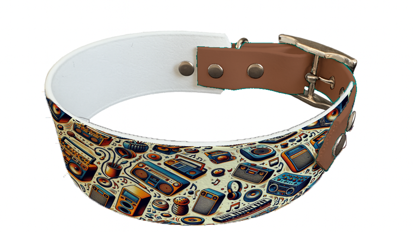 Collier bicolore large pour chien en BioThane® imprimé – Collection pop art– 38/25 mm