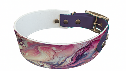 Collier bicolore large pour chien en BioThane® imprimé – Collection abstrait – 38/25 mm