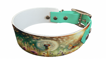 Collier bicolore large pour chien en BioThane® imprimé – Collection plantes et fleurs – 38/25 mm