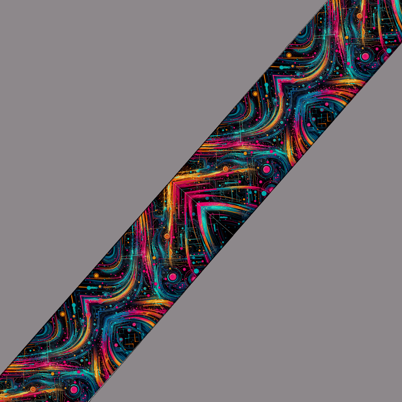 BioThane® imprimé – Motif Abstrait "Ondes Électro" Multicolore