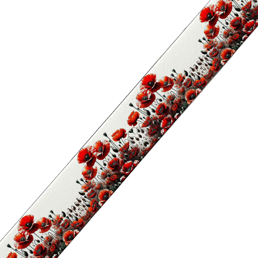 BioThane® imprimé - Coquelicots rouges sur fond clair