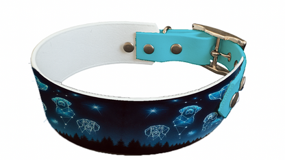 Collier bicolore large pour chien en BioThane® imprimé – Collection galaxie – 38/25 mm