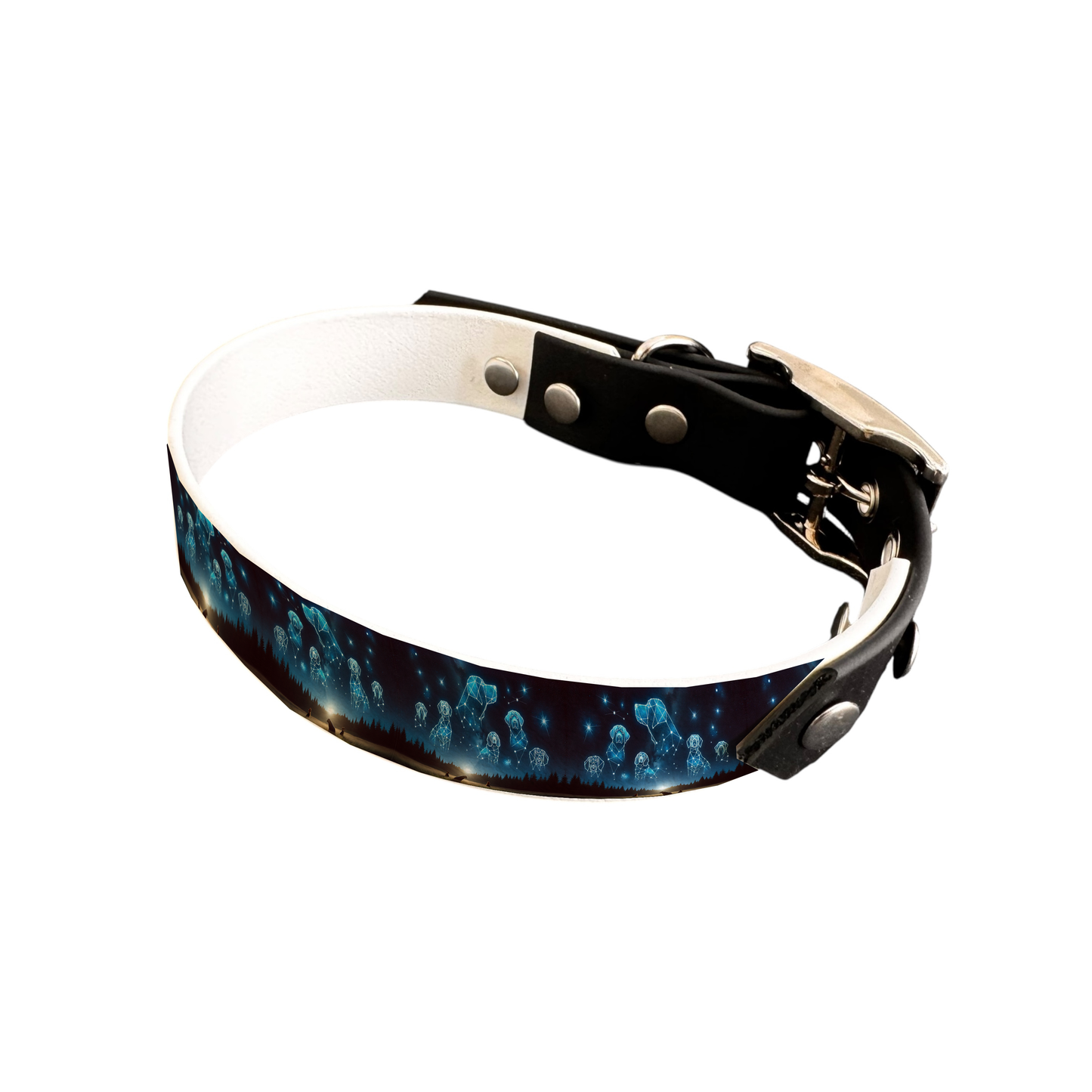 Collier bicolore large pour chien en BioThane® imprimé – Collection galaxie – 25 mm