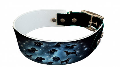 Collier bicolore large pour chien en BioThane® imprimé – Collection galaxie – 38/25 mm