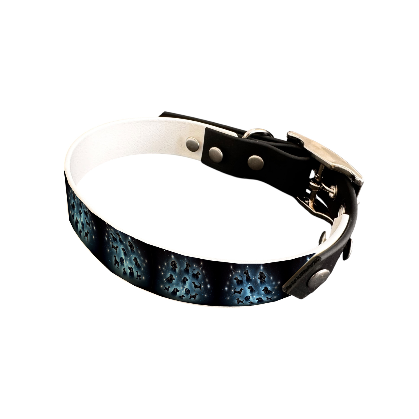 Collier bicolore large pour chien en BioThane® imprimé – Collection galaxie – 25 mm