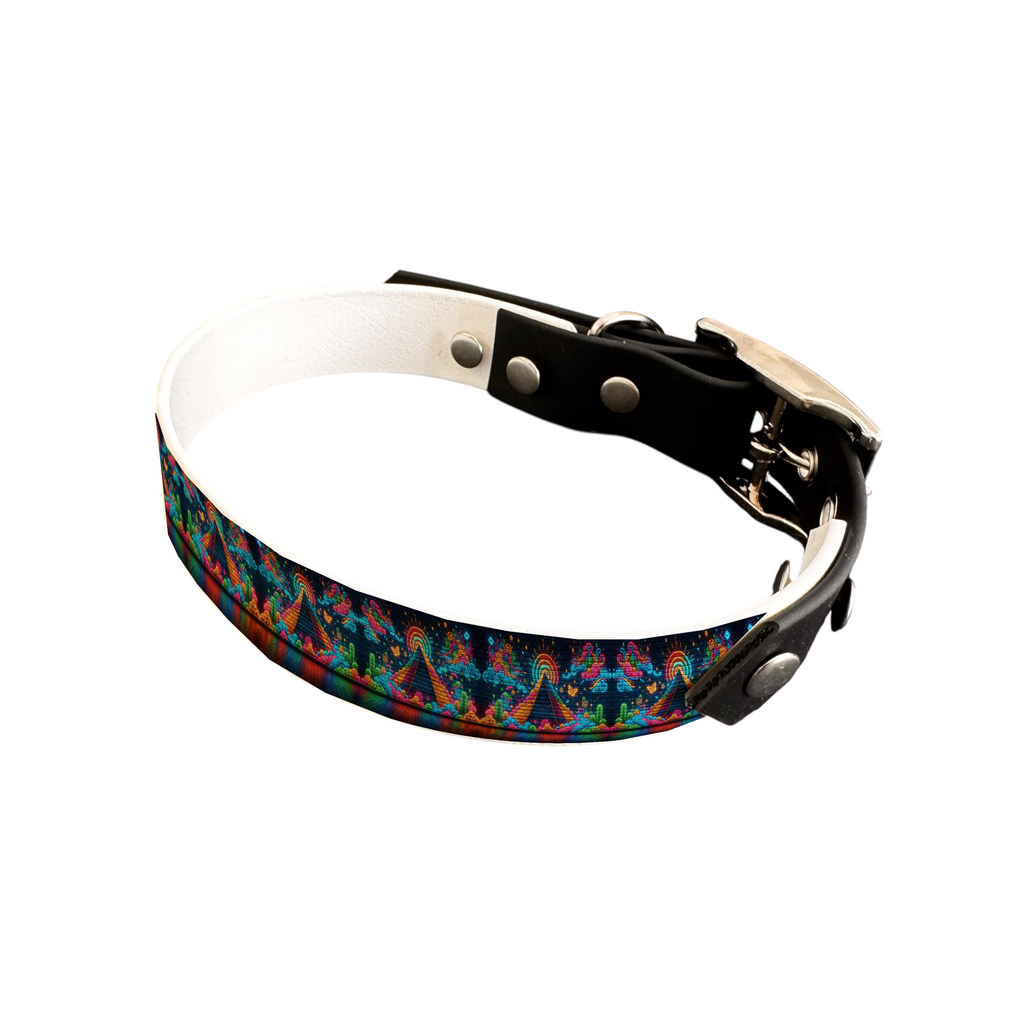 Collier bicolore large pour chien en BioThane® imprimé – Collection Tribal – 25 mm