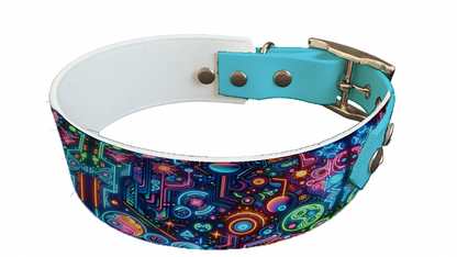 Collier bicolore large pour chien en BioThane® imprimé – Collection pop art– 38/25 mm