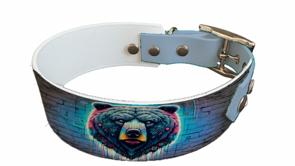 Collier bicolore large pour chien en BioThane® imprimé – Collection pop art– 38/25 mm