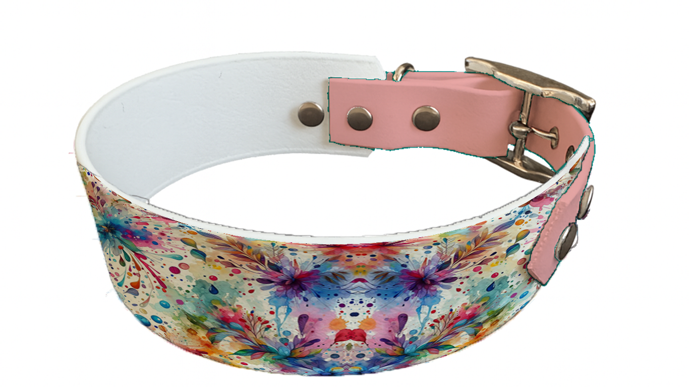 Collier bicolore large pour chien en BioThane® imprimé – Collection abstrait – 38/25 mm