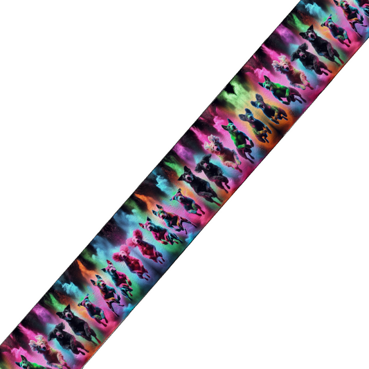 BioThane® imprimé – Chiens néon multicolores