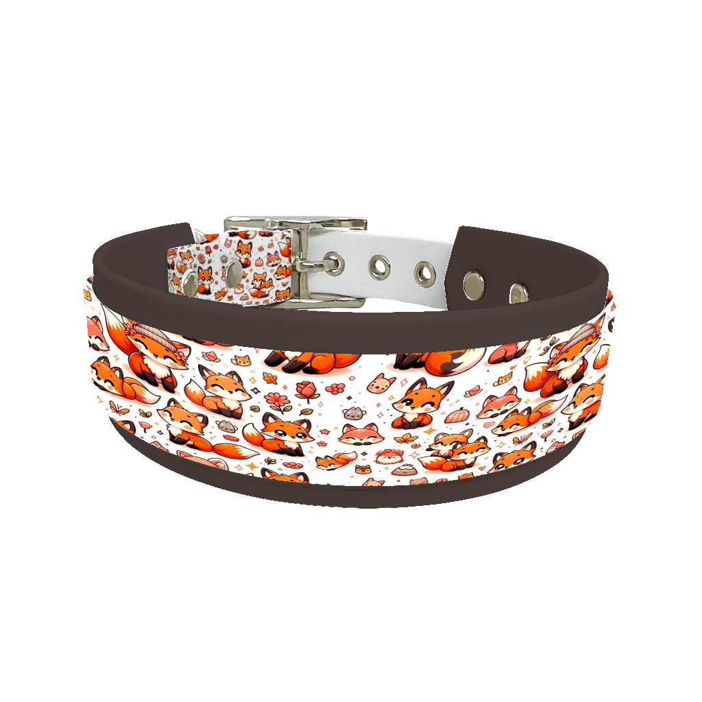 Collier double large pour chien en BioThane® imprimé – Collection animaux pop/kawaii – 38/25 mm