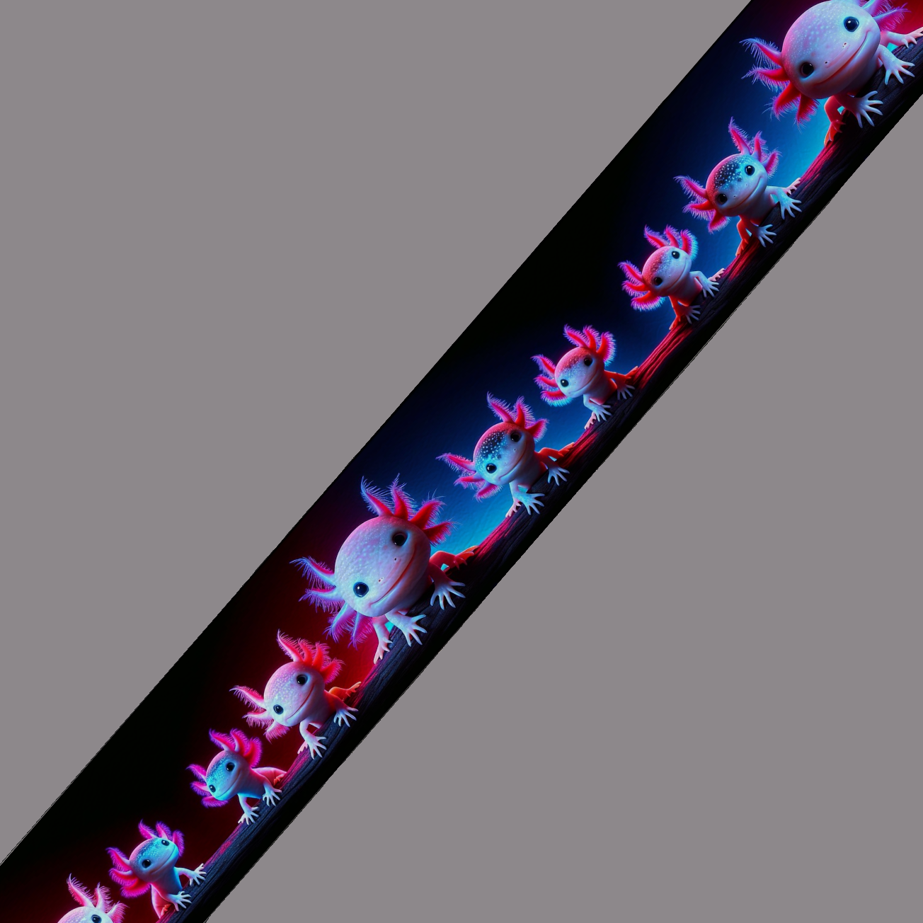 BioThane imprimé - Axolotl néon & fond galactique