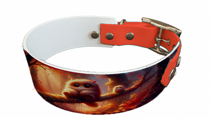 Collier bicolore large pour chien en BioThane® imprimé – Collection monstres et créatures imaginaires– 38/25 mm