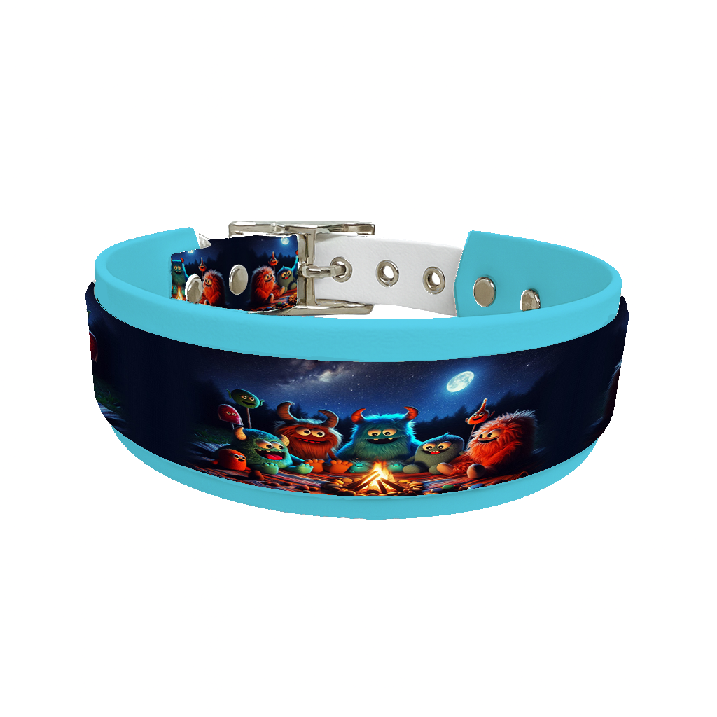 Collier double large pour chien en BioThane® imprimé – Collection monstres et créatures imaginaires– 38/25 mm