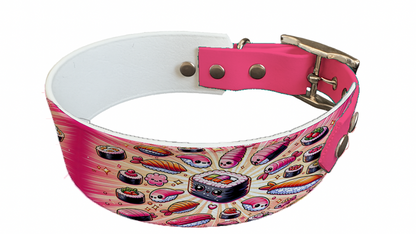 Collier bicolore large pour chien en BioThane® imprimé – Collection gourmandise – 38/25 mm