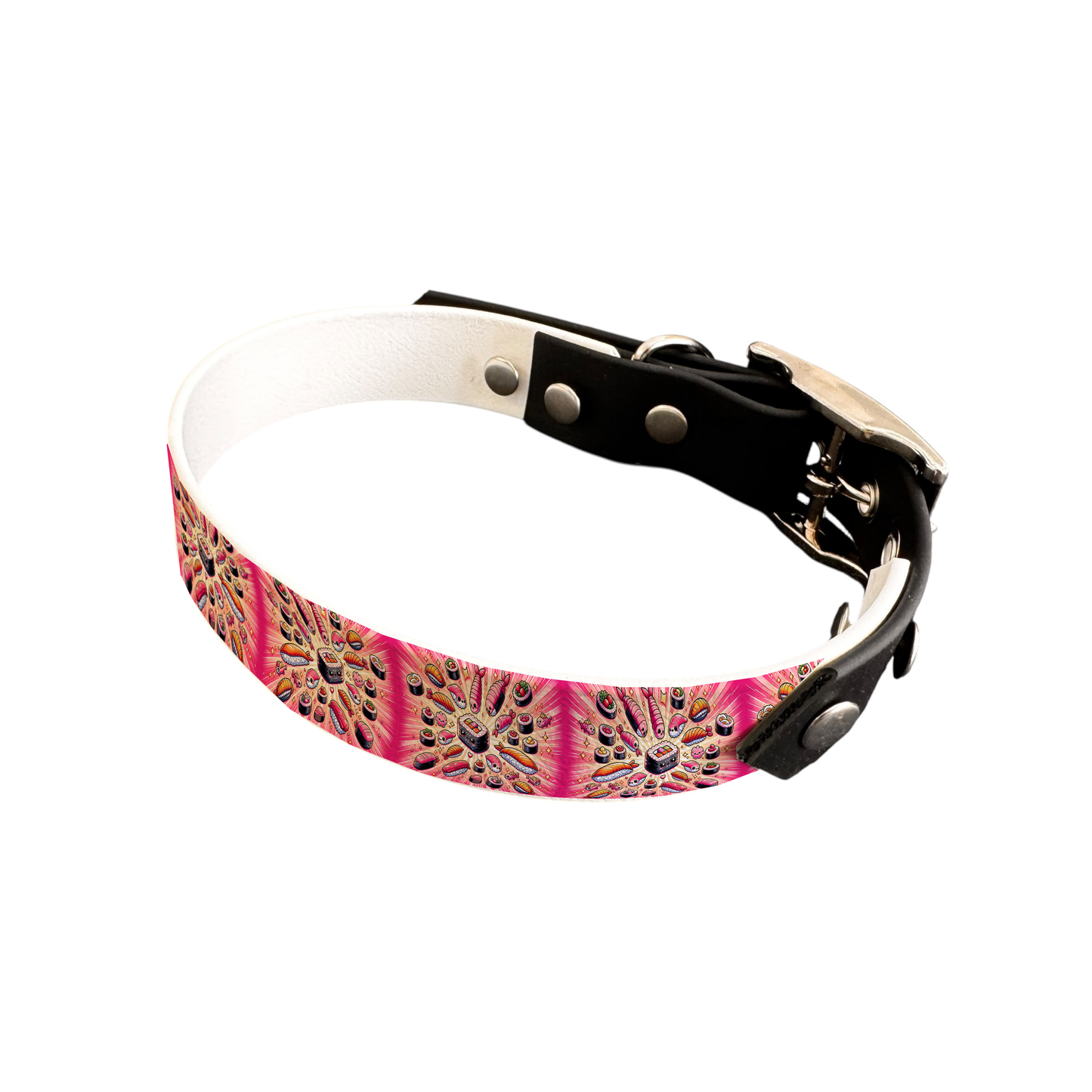 Collier bicolore large pour chien en BioThane® imprimé – Collection gourmandise – 19 mm