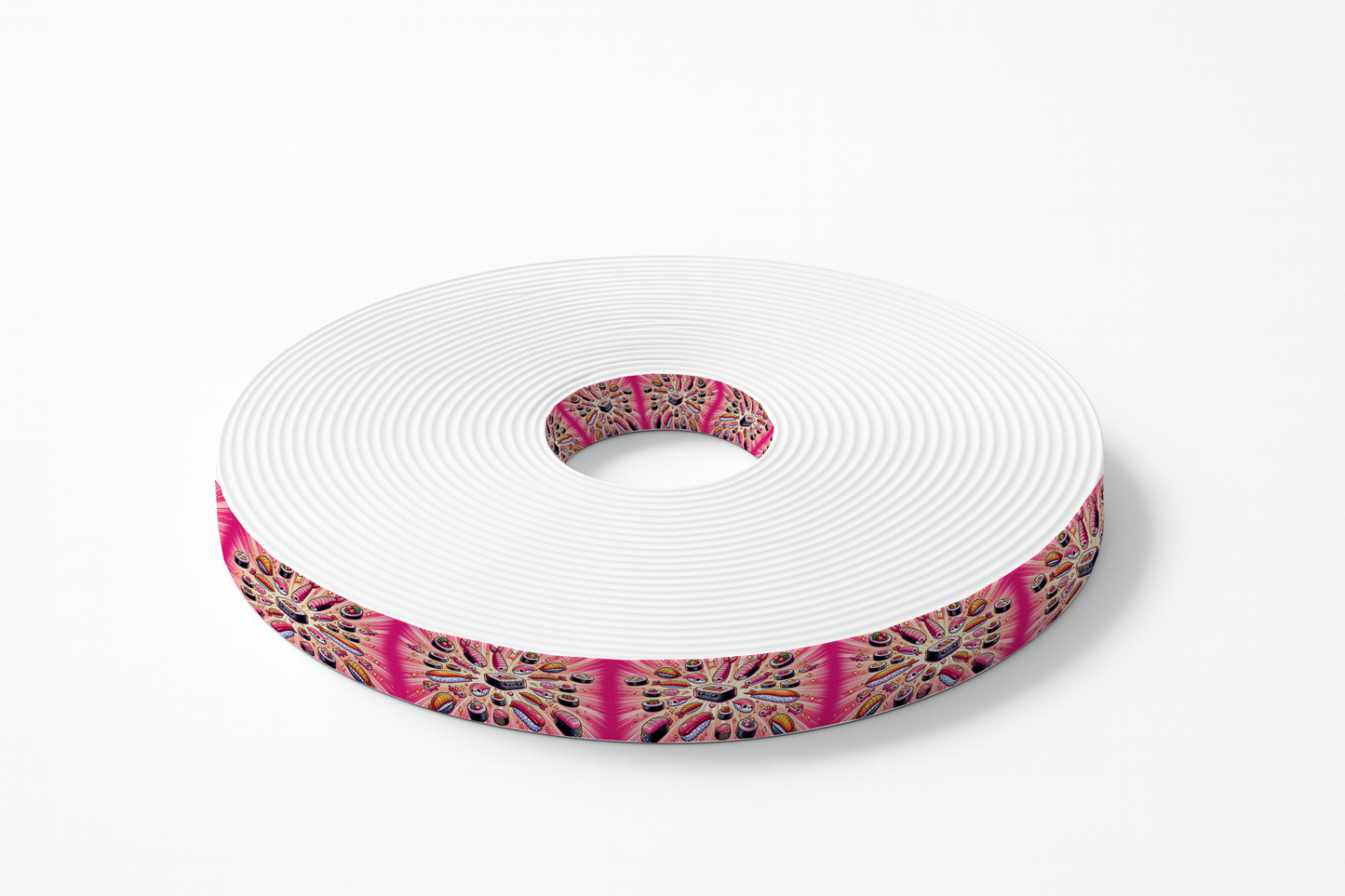 BioThane® imprimé - Motif Sushis Pop sur fond rose (19mm, 25mm, 38mm)