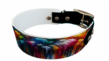 Collier bicolore large pour chien en BioThane® imprimé – Collection abstrait – 38/25 mm