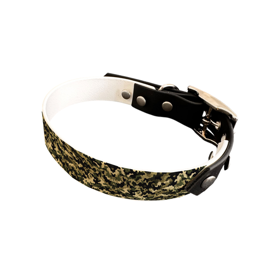Collier bicolore large pour chien en BioThane® imprimé – Collection camouflage– 19 mm