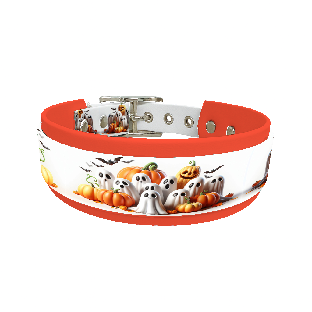 Collier double large pour chien en BioThane® imprimé – Collection Halloween– 38/25 mm