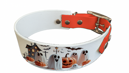 Collier bicolore large pour chien en BioThane® imprimé – Collection Halloween– 38/25 mm