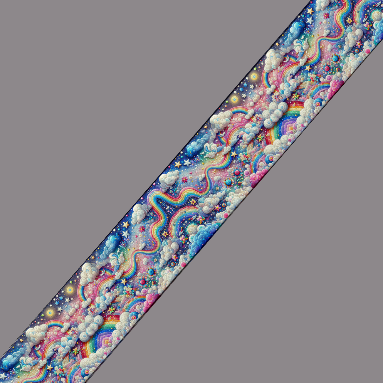 BioThane® imprimé – Arc-en-ciel magique & nuages étoilés