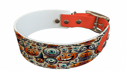 Collier bicolore large pour chien en BioThane® imprimé – Collection Halloween– 38/25 mm