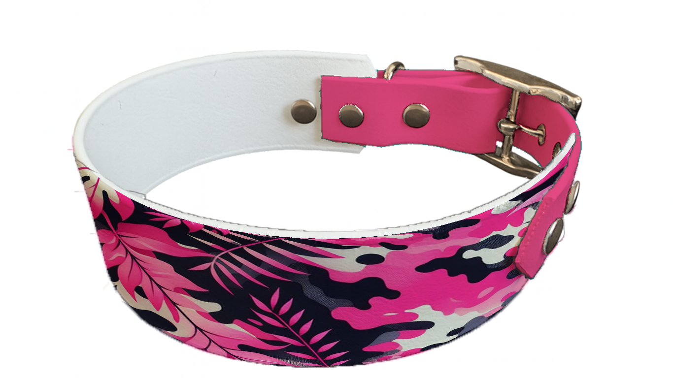 Collier bicolore large pour chien en BioThane® imprimé – Collection camouflage– 38/25 mm