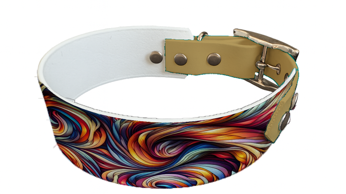 Collier bicolore large pour chien en BioThane® imprimé – Collection abstrait – 38/25 mm