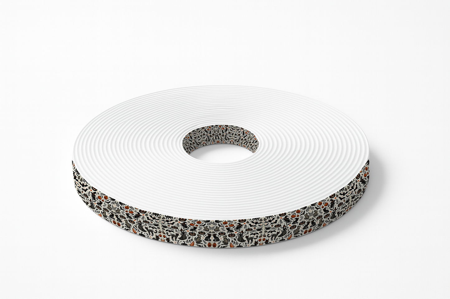 BioThane® imprimé – Motif Halloween graphique (chats noirs & citrouilles)