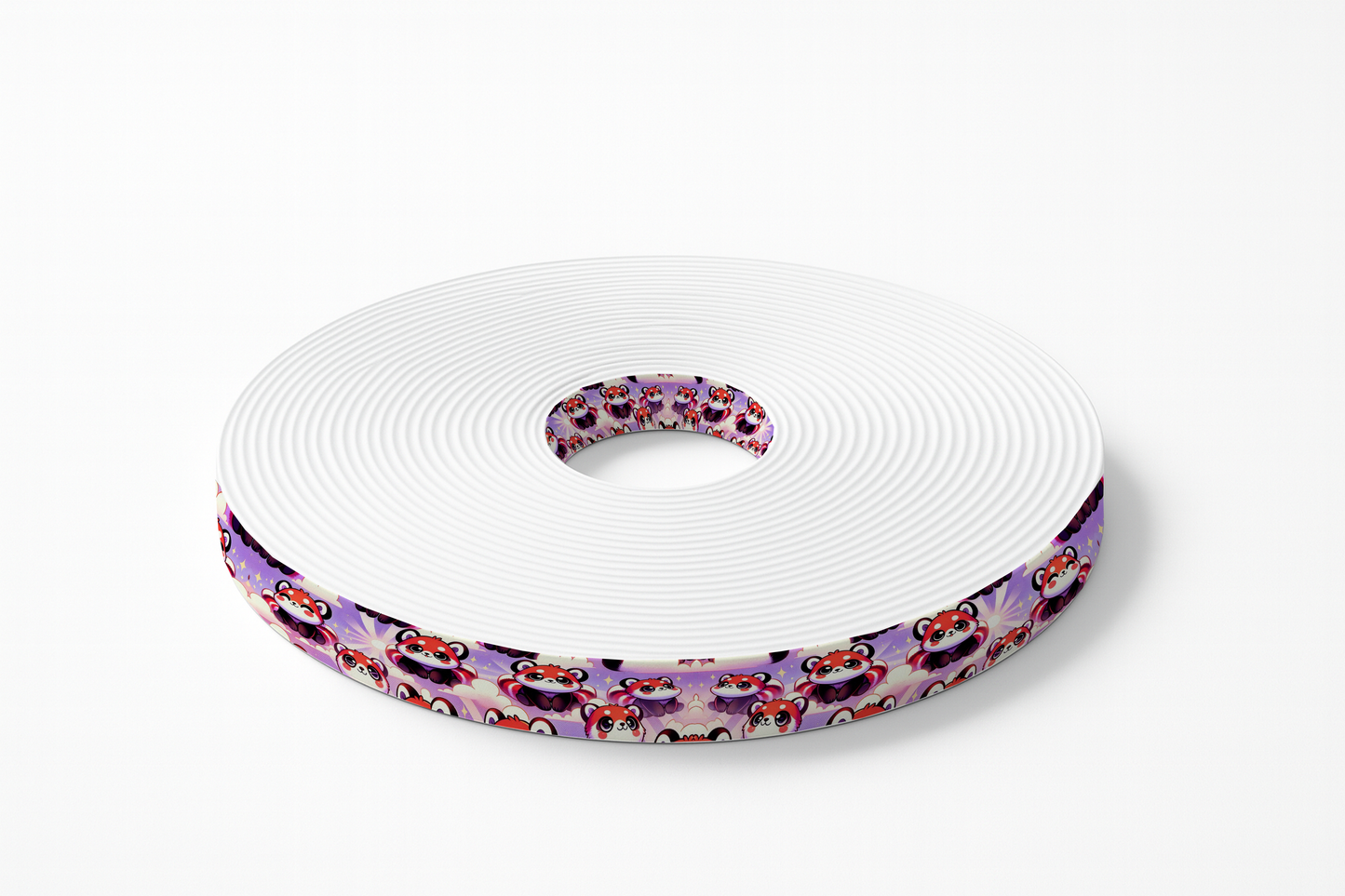 BioThane® imprimé – Panda Roux Kawaii sur Nuages (19mm, 25mm ou 38mm)