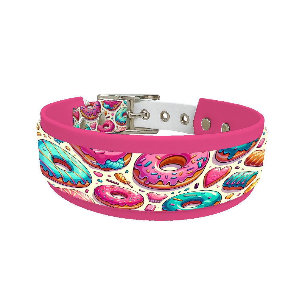 Collier double large pour chien en BioThane® imprimé – Collection gourmandise – 25/19mm