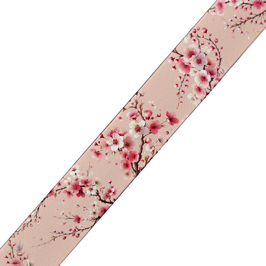 BioThane® imprimé – Fleurs de cerisier sur fond rose poudré