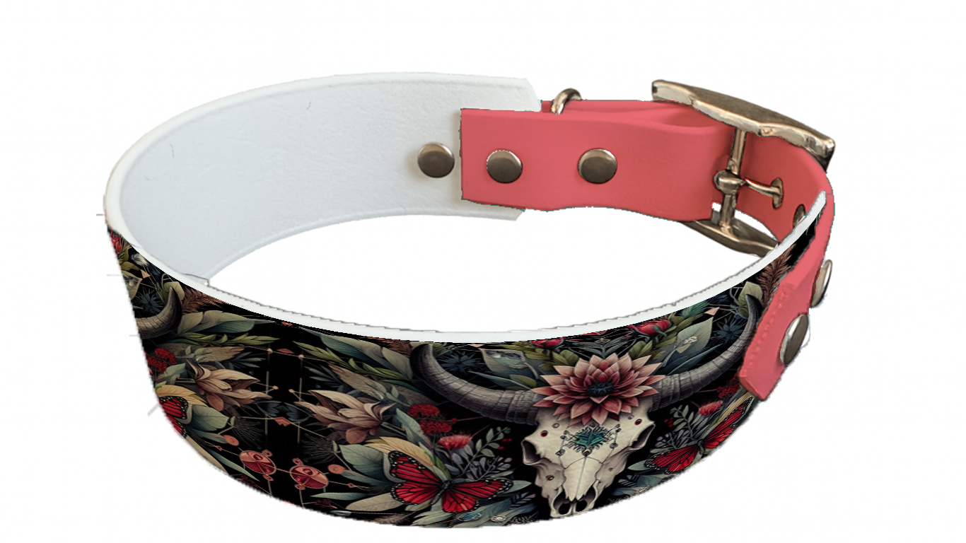Collier bicolore large pour chien en BioThane® imprimé – Collection Tribal – 38/25 mm