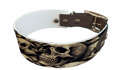 Collier bicolore large pour chien en BioThane® imprimé – Collection tête de mort– 38/25 mm