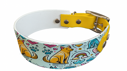 Collier bicolore large pour chien en BioThane® imprimé – Collection chiens– 38/25 mm