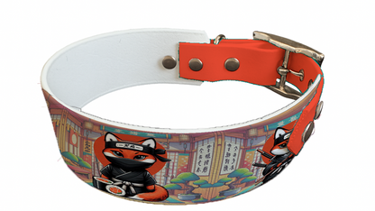 Collier bicolore large pour chien en BioThane® imprimé – Collection animaux pop/kawaii – 38/25 mm