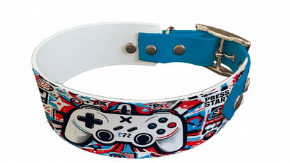 Collier bicolore large pour chien en BioThane® imprimé – Collection pop art– 38/25 mm