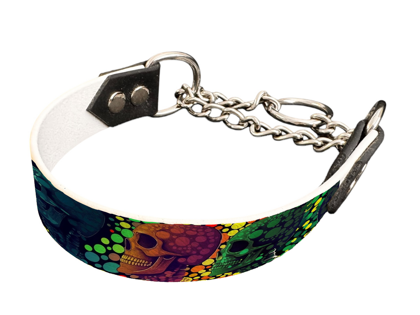 Martingale pour chien en BioThane® imprimé – Collection tête de mort– 25mm