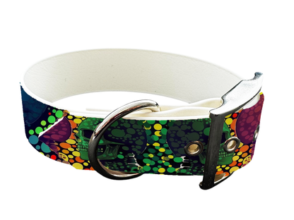 Collier large pour chien en BioThane® imprimé – Collection tête de mort– 19mm