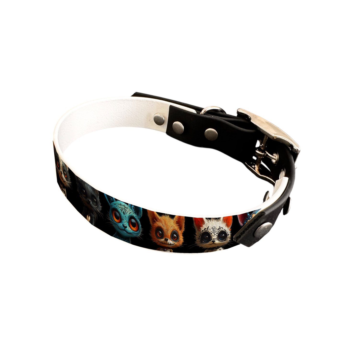 Collier bicolore pour chien en BioThane® imprimé – Collection monstres et créatures imaginaires– 19 mm